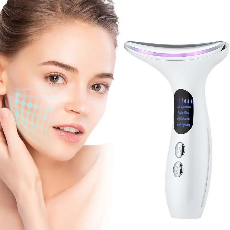3 LED Neck and Face Lifting Massager - Reduce Wrinkles and Sagging Skin with Photon Therapy - Perfect Gift for Women and Girls