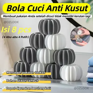 Bola Cuci Anti Kusut 2025 Khusus Untuk Mesin Cuci Mencegah Pakaian Berknot Bola Pembersih Cuci Silikon Baru Isi 8 pcs 4 Abu-abu 4 Putih