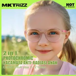 MKTRIZZ Kacamata Anak Perempuan Photochromic Anti Radiasi Blueray Lembut Nyaman High Quality Fashion Accessories 2-in-1 Anti-blue Light 1013