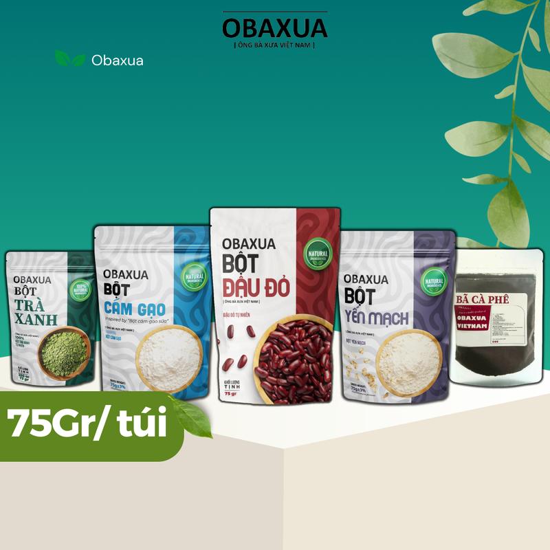 Obaxua Combo 5 Bột Đắp Mặt Cám Gạo Sữa Đậu Đỏ Trà Xanh Yến Mạch Bã Cafe Mỗi Loại 75Gr Túi