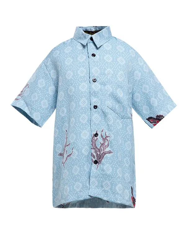 Arjuna Weda Hem Batik Anak Tenun Kawung - Bahan Semi Sutera 0