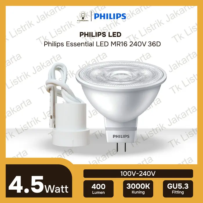 Lampu Philips Essential LED 4.5W MR16 36D SO 240V 3
