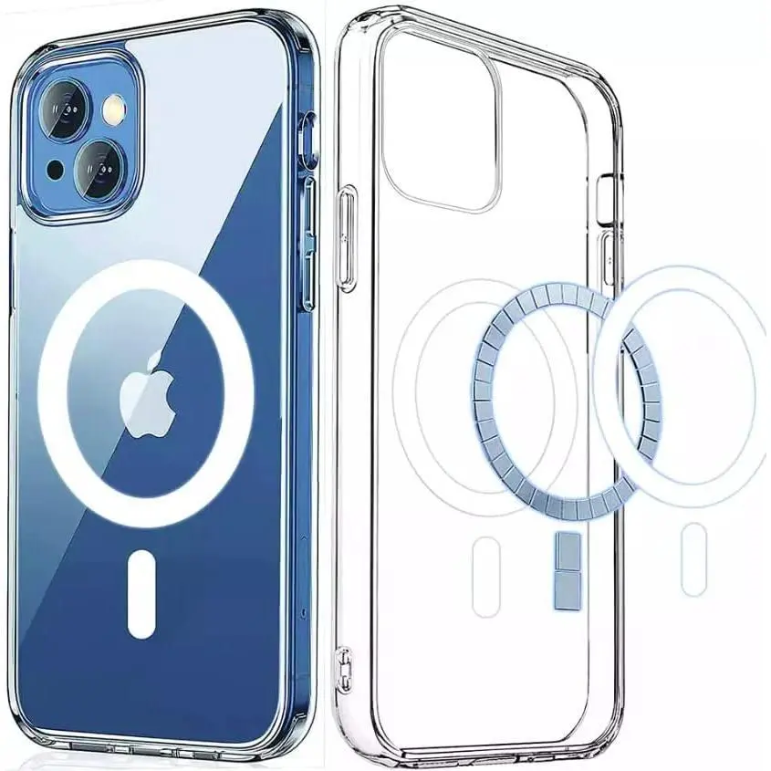 For Magsafe Magnetic Wireless Charging Case For iPhone 14 13 12 11 Pro Max Mini X Xs XR 7 8 Plus SE Transparent Shockproof Cover