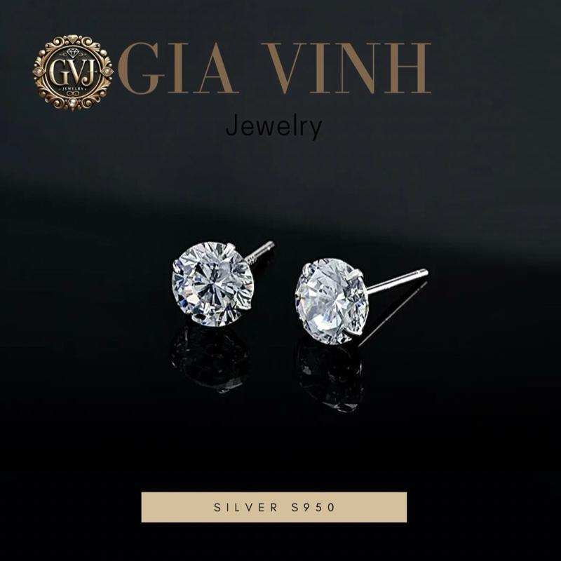  Bông Tai Nụ Bạc S925 GVJ Đá CZ 6A Chuẩn 120 Lát Cắt khuyên tai Siêu Lấp Lánh Không ố Không mờ,hoa tai đẹp cho nữ,Hoa Tai Nam,khuyên nụ đơn giản 