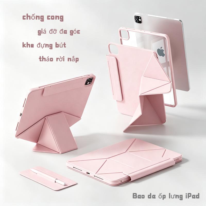 Ốp lưng iPad tương thích với iPad Air 8 M4/7 M3/6 M2 (11 inch), iPad Air 5/4 (10,9 inch), iPad (A16) Gen 11/Gen 10 (11/10,9 inch),iPad Pro thế hệ 2/3/4 (11 inch). Ốp iPad da Origami có thể gập phẳng kèm giá đỡ bút, Bao da ốp lưng iPad, nắp iPad tháo rời.