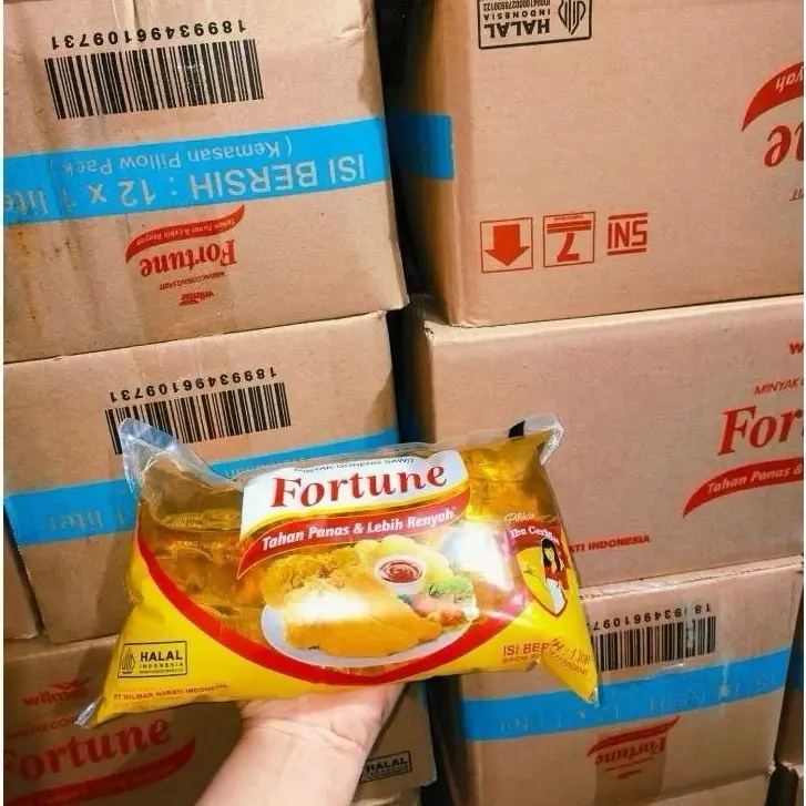 Fortune Kemasan Bantal 1 Liter Harga Kartonan Isi 12 - Tahan Panas & Lebih Renyah Minyak
