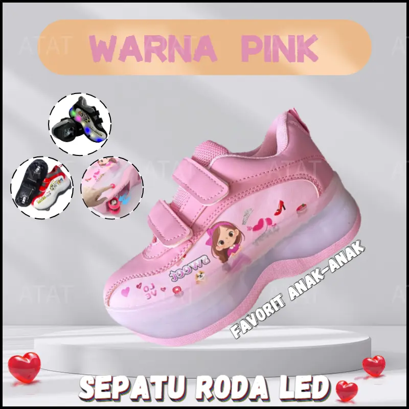 Sepatu Roda Anak 2 in 1 – Bisa Jalan & Skating, Lampu LED di Pinggir Sol