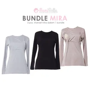 Mamibelle Mira Bundle Baju Hamil & Menyusui Adem Nyaman Manset White Black Brown Grey Khaki Navy Taupe