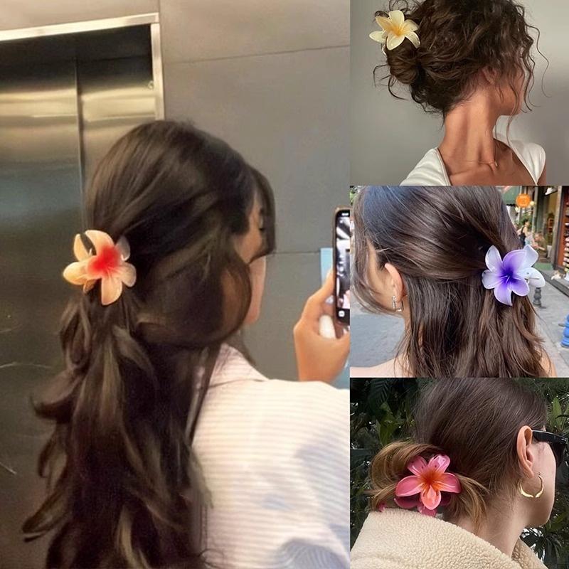 Egg Flower Clamping Clip for Women, 2024 New Retro Colorful Flower Clip, Large Back of Head Shark Clip 1