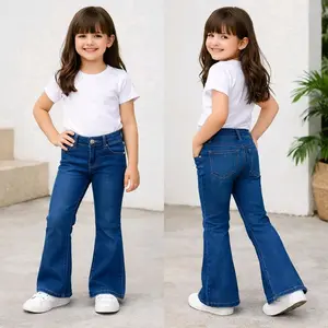 Celana jeans cutbray untuk anak perempuan umur 5-10 mobel polos gaya kekinian