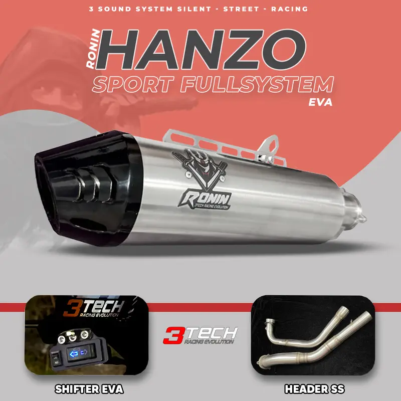 Motor Sport & Bebek 110cc -160cc Ronin Hanzo Knalpot 3 Suara 3tech Original dan Begaransi Resmi FULLSYSTEM R15 V3 R15 V4 CBR150 GSXR150 MXKING SUPRA SATRIA FU XABRE VIXION  CB150 CB150X CRF KLX WR155 3