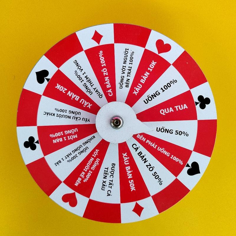 Vòng quay ăn nhậu đỏ trắng 16 ô - Kt: 25cm x 6cm Toy Xúc Xắc