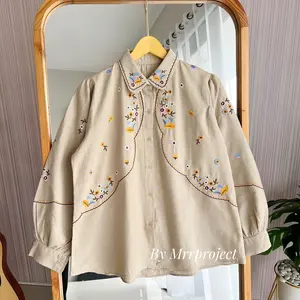 Liora Shirt - Kemeja Wanita Lengan Panjang - Bordir Putih Cantik