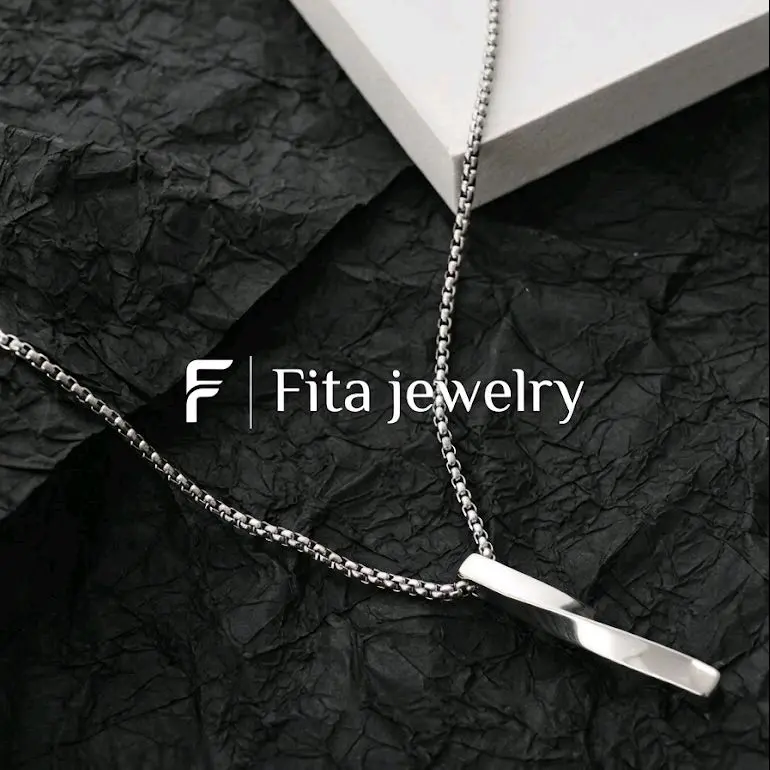 Kalung Titanium Rollo Silver 2.5mm Set Liontin Balok 45-60cm Minimalis Anti Karat BONUS Cincin GOLD