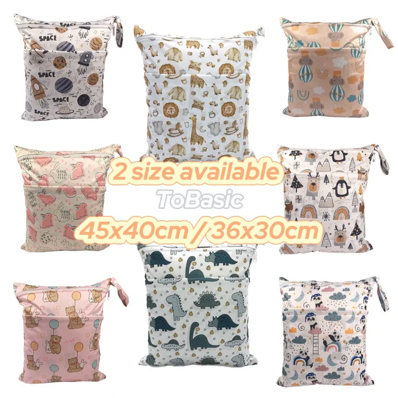 [SG STOCK] Waterproof Wet Bag Diaper Bags Double Zip Large Size Storage for swimming clothes