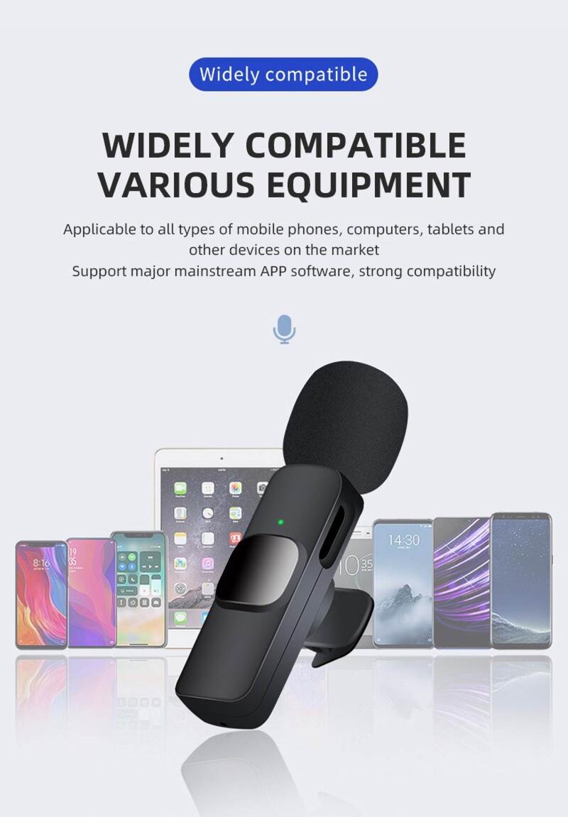 Product Introduction of Wireless Collar Clip  Outdoor Mobile Phone Live Broadcast Equipment Video Recording Radio Noise Reduction  Audio Smartphone  wireless microphone boy a wireless mic 8