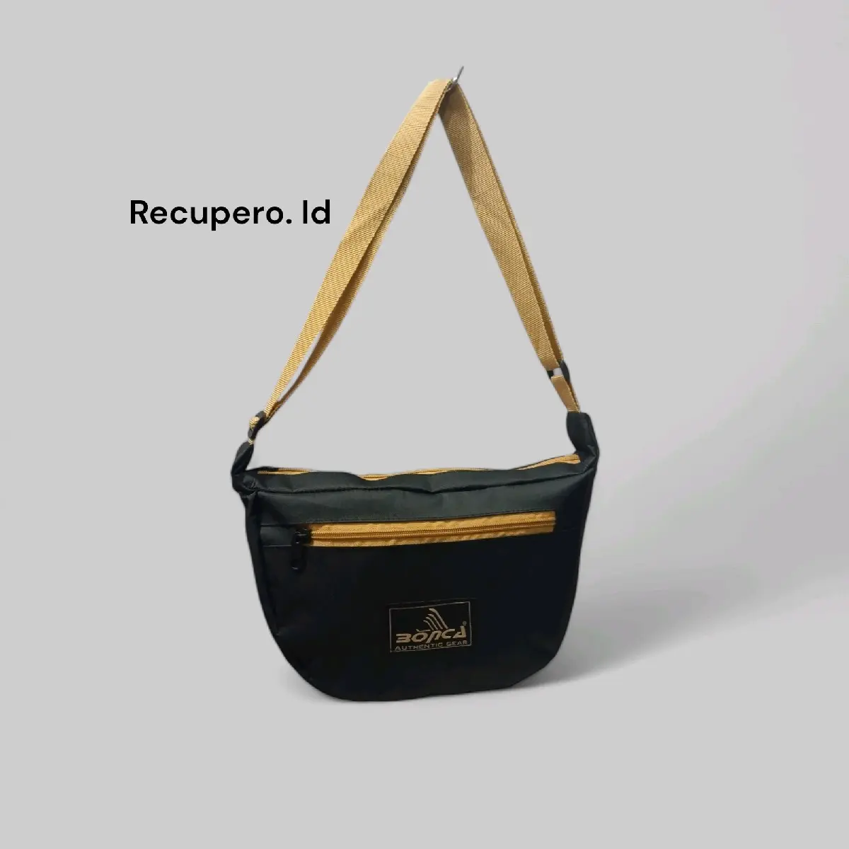Tas Selempang Pria Cowok Keren Fungsional Viral Slingbag Denim Tahan Lama - Hitam