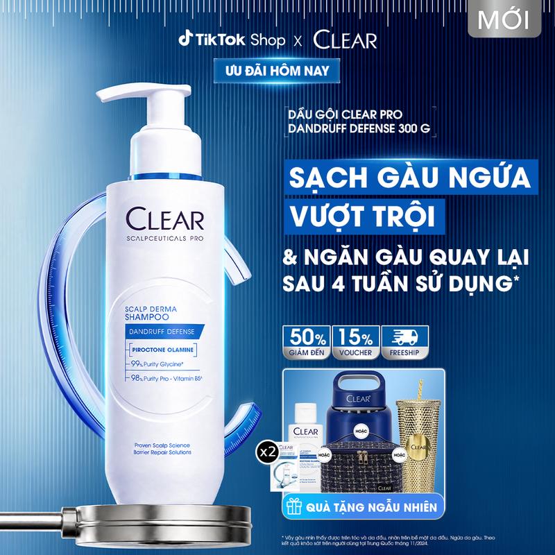 DẦU GỘI CHUYÊN DỤNG GIÚP SẠCH GÀU NGỨA VÀ BẢO VỆ DA ĐẦU Clear Dandruff Defense Pro 300G