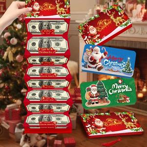 Sobre sorpresa navideño de Papá Noel, 10 ranuras para tarjetas Caja de dinero para fiestas navideñas, Contenedor de regalo festivo para vacaciones