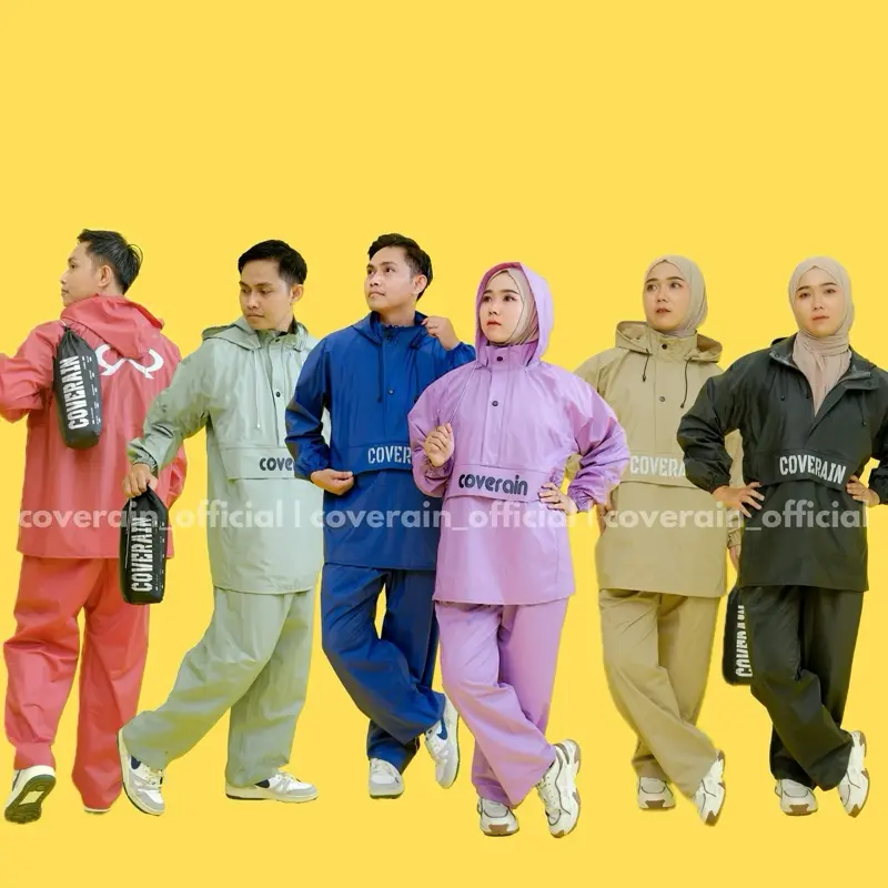 Jas Hujan Kangguru Coverain Full Seal Press Bahan Karet PVC Elastis Anti Rembes Dan Bocor Sage Lilac Pink - Hijau