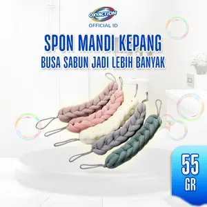 OXYACTION Spons Mandi Kepang Panjang Tebal 55 Gram Busa Melimpah Shower Puff Sponge Warna Ceria & Menarik Cocok Sebagai Hampers atau Souvenir