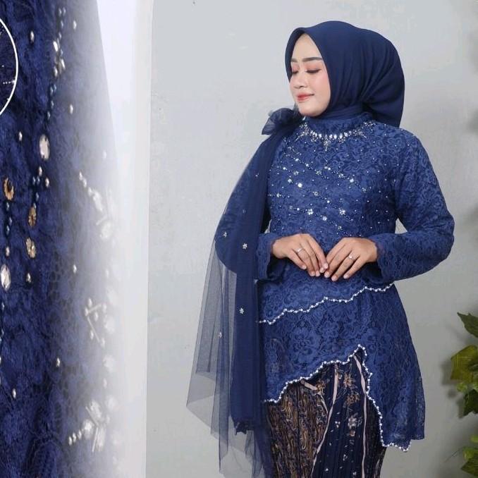 Atasan Kebaya Brokat Selena Payet Slendang Tille Polos Baju Pesta Wisuda rok kebaya 7