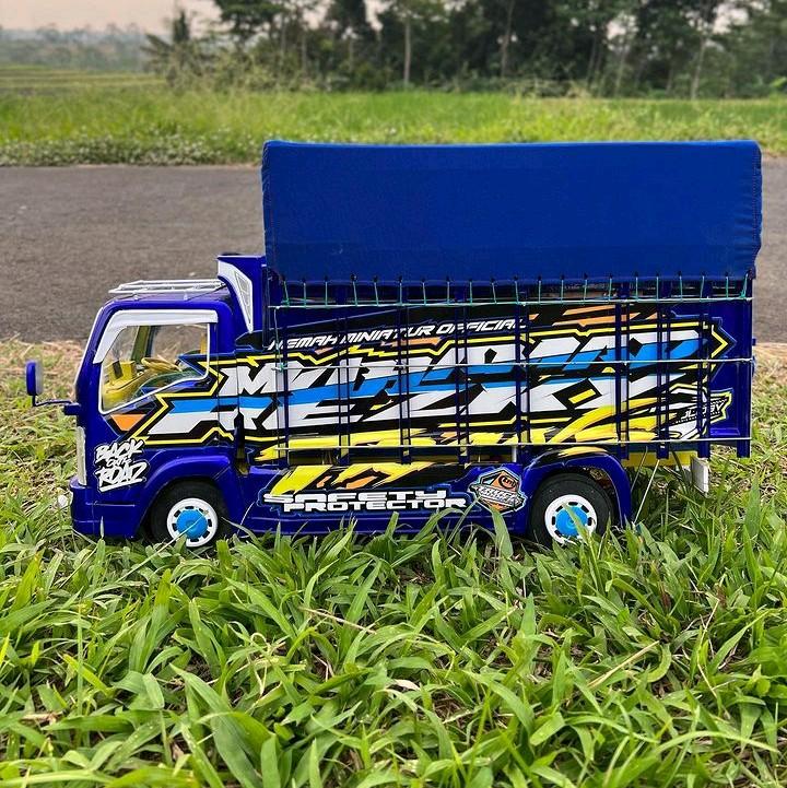 Miniatur truk oleng mainan edukasi anak kekinian bisa oleng kanan kiri bisa maju mundur full Variasi lampu oleng dan terpal 3