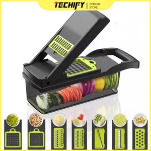 Pemotong Sayur Multifungsi 13-in-1 untuk Irisan, Parutan, dan Pemotongan Buah & Sayur - Kitchenware Pemotong Sayur Multifungsi 13-in-1 untuk Memarut dan Mengiris - Kitchenware