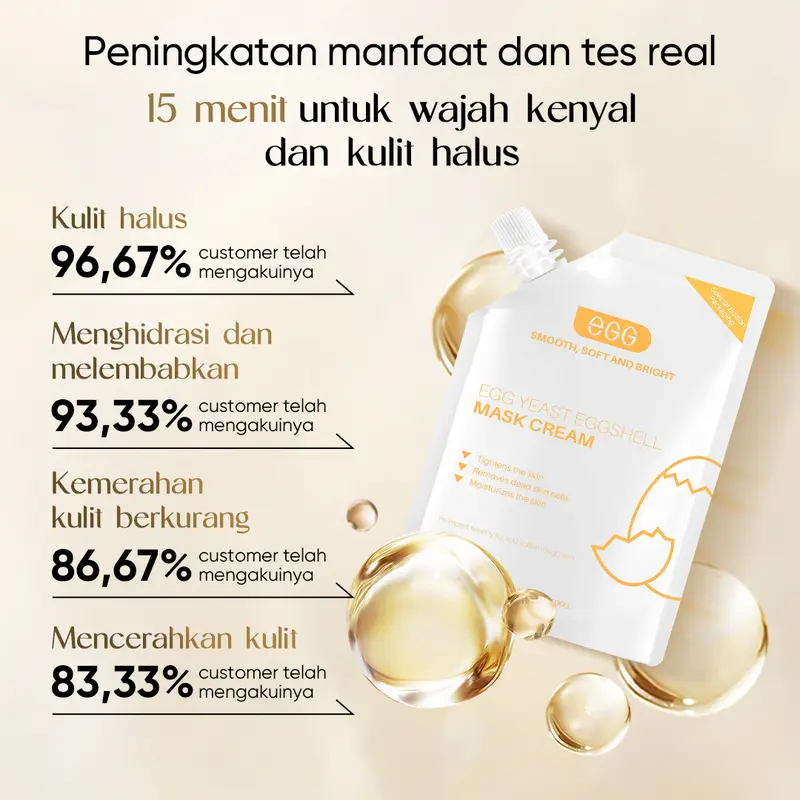 EGG-V [BPOM] Masker Cangkang Telur Masker Wajah -100g-Menghidrasi dan Melembabkan | Melindungi Skin Bariier | Memperbaiki Kuit Kemerahan 1