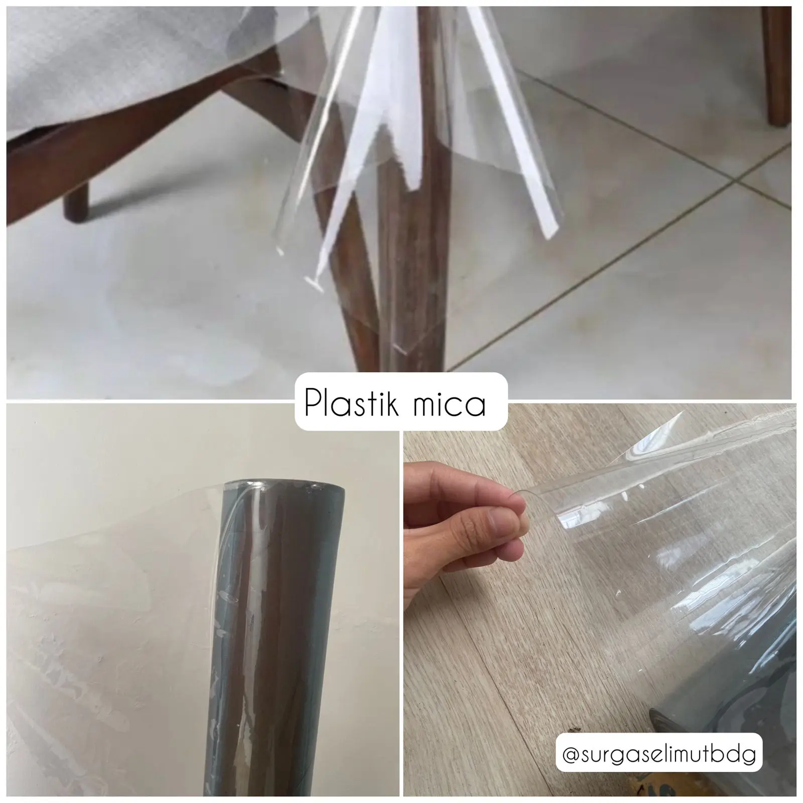 TAPLAK MEJA PLASTIK BENING/ PLASTIK MIKA/ PLASTIK ELASTIS METERAN TEBAL DAN LENTUR LEBAR 1,37 METER