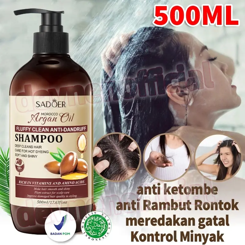 500ml Obat Ketombe Shampoo Rambut Rontok shampoo anti ketombe dan rontok Obat Ketombe Rambut Rontok Sampo 100% Asli Argan Oil Shampoo Singkirkan Ketombe Memperbaiki Kulit Kepala Yang Gatal Pembersihan Mendalam Dan Kontrol Minyak Rambut Lebih Halus