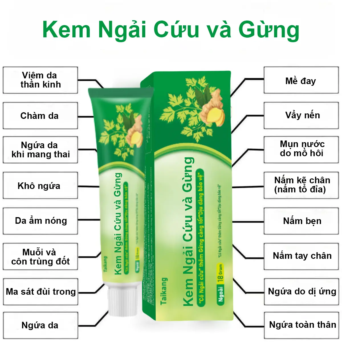 Kem Ngải Cứu và Gừng - Hỗ trợ giảm ngứa da, làm dịu vùng da khô ngứa, kháng khuẩn ngoài da