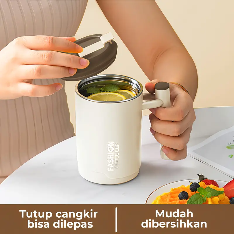 Heefn Gelas Mug Portable Anti Tumpah Stainless Steel 500ML Untuk Kopi Atau Teh 2