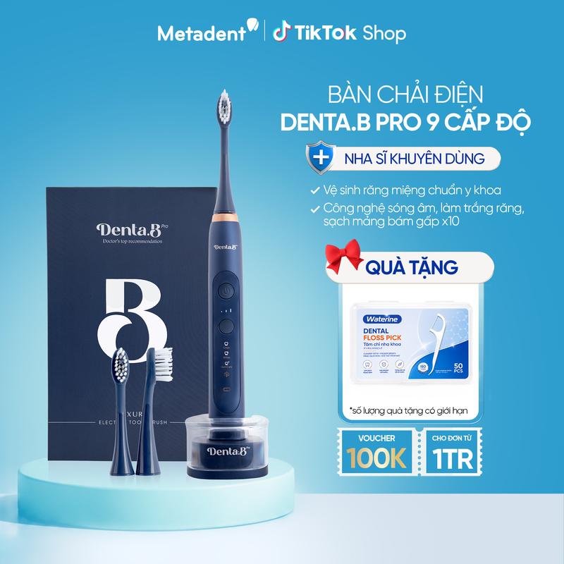 Bàn Chải Điện Denta.B Pro Chính Hãng Công Nghệ Sóng Chống Nước IPX7 - Làm Sạch Sâu, Hỗ Trợ Trắng Răng, Bảo Vệ & Chăm Sóc Nướu