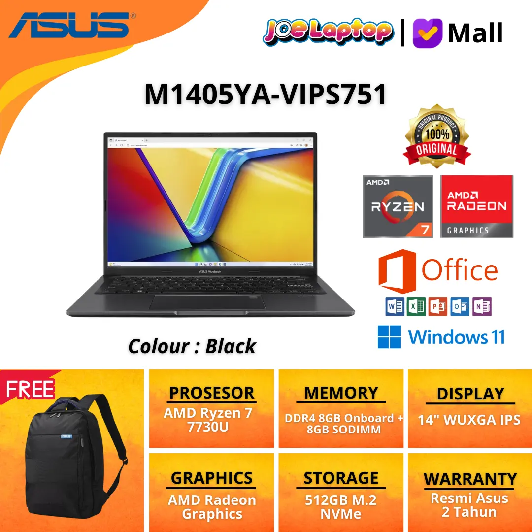 Asus M1405YA-VIPS751 Black Ryzen 7 7730U Win11 OHS