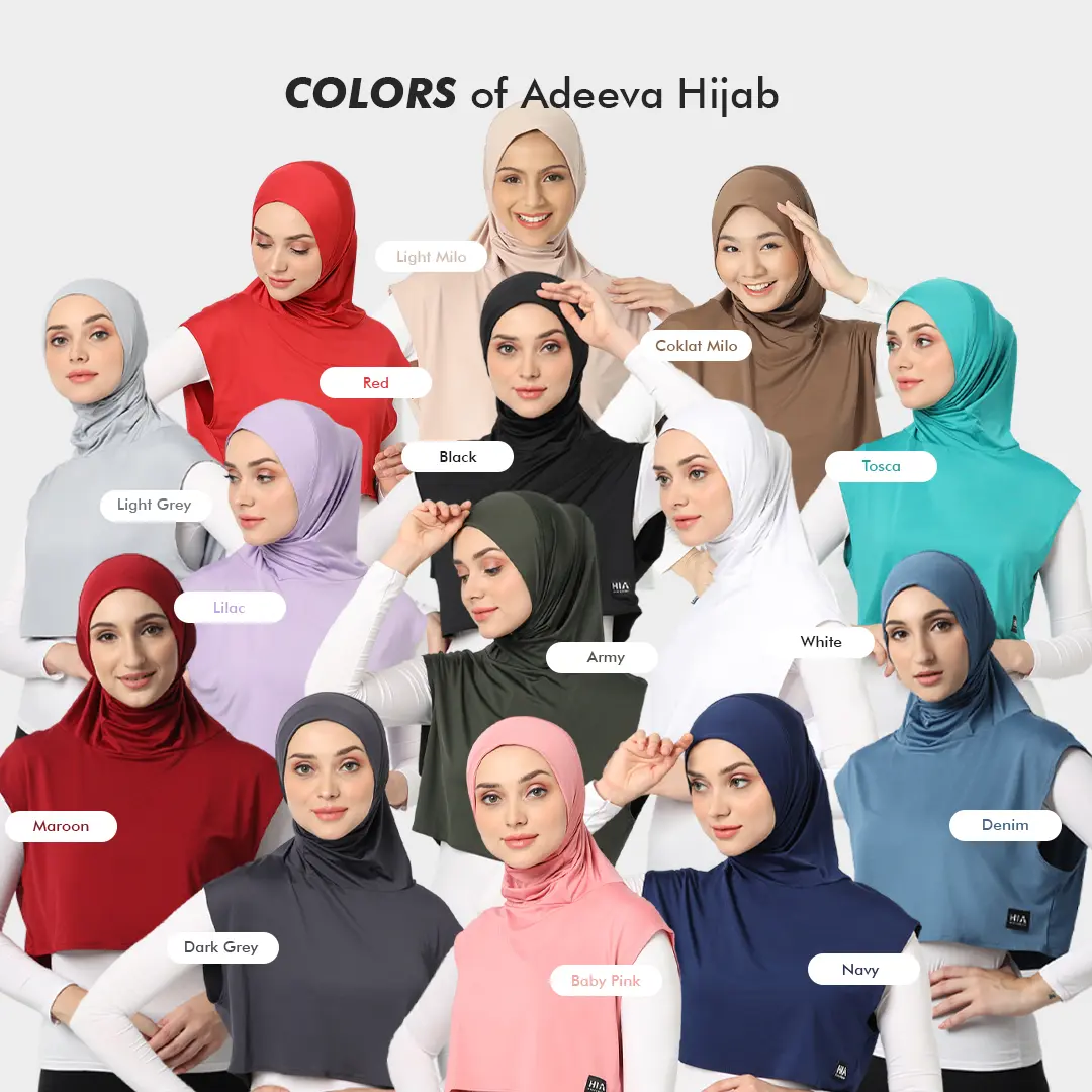 HIA EveryWear Adeeva Sport Hijab Running Outdoor & Indoor Slim Spandex Premium stretch kerudung  instan Nyaman Panjang Muslim Pad