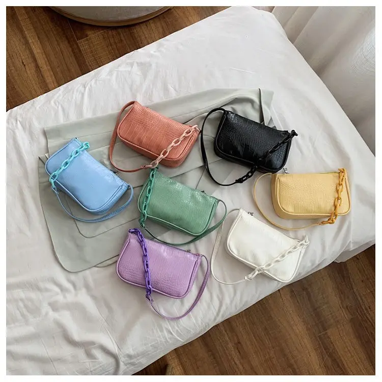12.12 Tas selempang baguette / Tas croco rantai / Tas selempang wanita / Fashion wanita