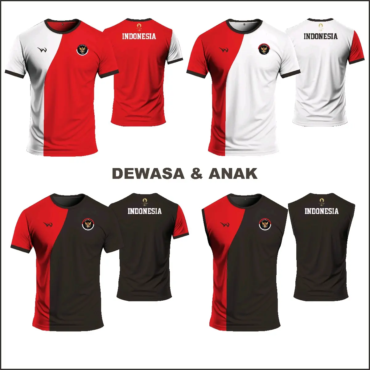 Jersey Timnas Indonesia Olimpiade Paris 2024 Baju Atasan Jersey Badminton Indonesia