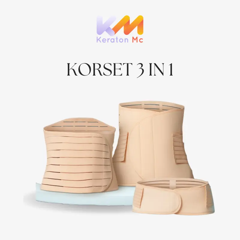 sabuk pendukung kehamilan Korset Gurita 3IN1 Pasca Melahirkan Keraton - 1 SET, Bungkus 3PCS, Stagen Korset Pelangsing Perut Buncit, Sabuk Ibu Hamil Full Body Belt, Size L - BB 51-68 kg Wanita bersalin nude 0
