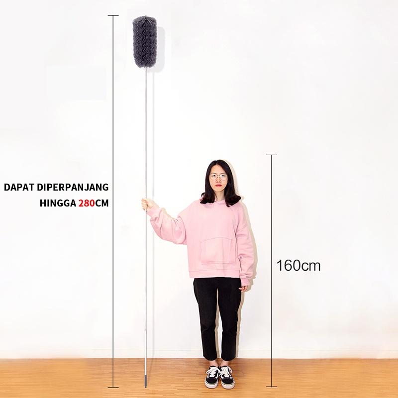 Kemoceng Microfiber 280cm Tarik Tekuk Panjang Alat Pembersih Langit-Langit Rumah/Alat Pembersih Rumah / Kemoceng Bulu Microfiber Gagang Panjang / Kemoceng Adjustable 9