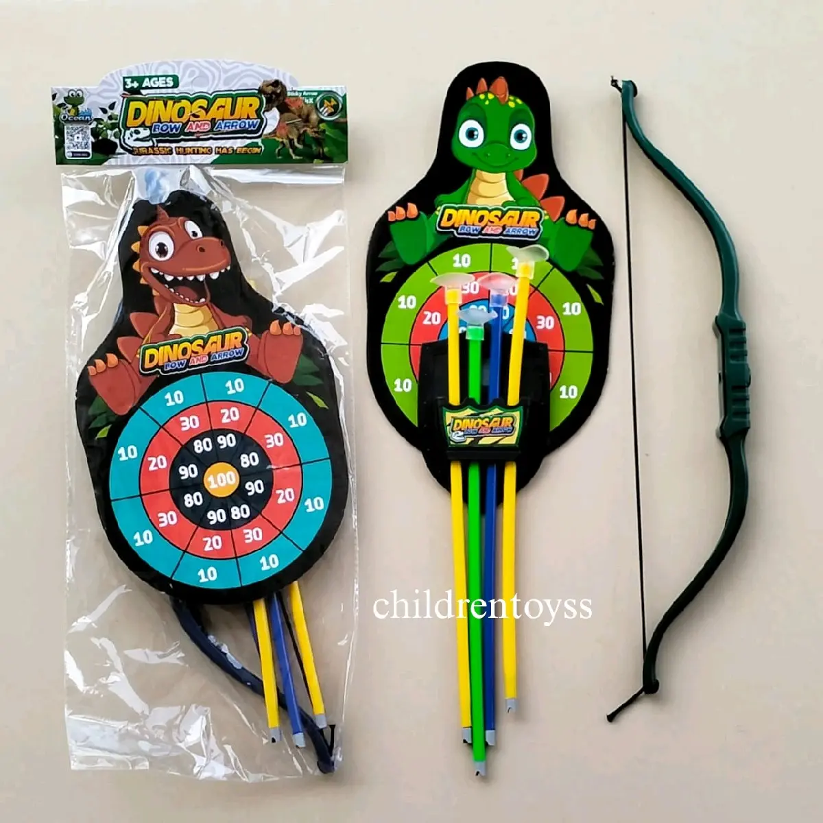 Maina Panah Dino Kantong / Dinosaurus Bow and Arrow / Mainan Panah dan Sasaran Toys