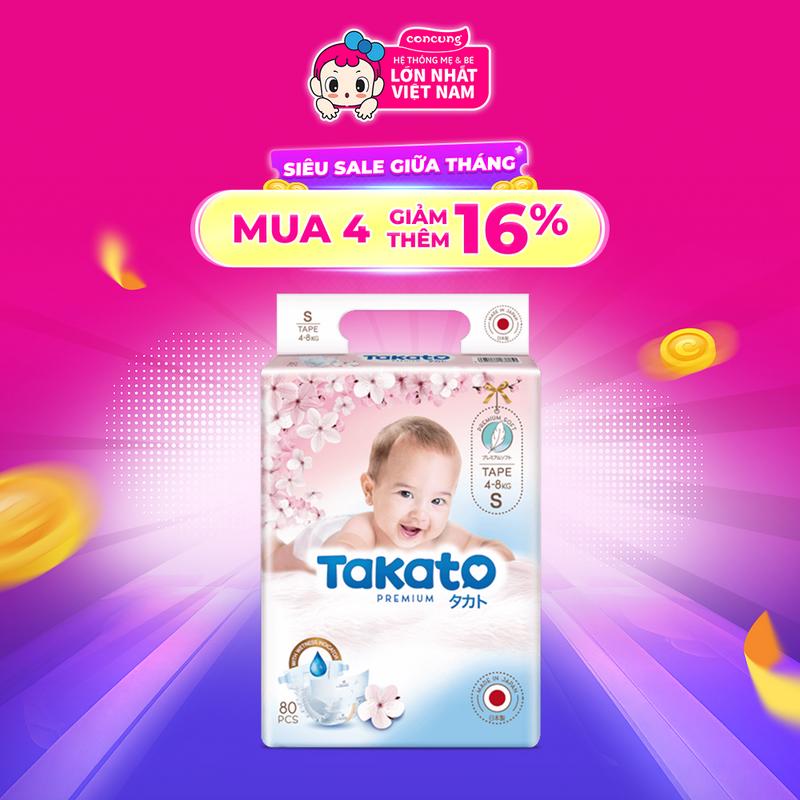 Tã dán Nhật Bản Takato siêu mềm mại (S, 80 miếng)