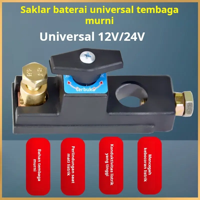 Saklar Pemutus Daya Aki Universal 12V/24V Material Tembaga Murni Saklar Isolator Potong Arus Cegah Aki Tekor Untuk Mobil Truk Bus Kendaraan Berat