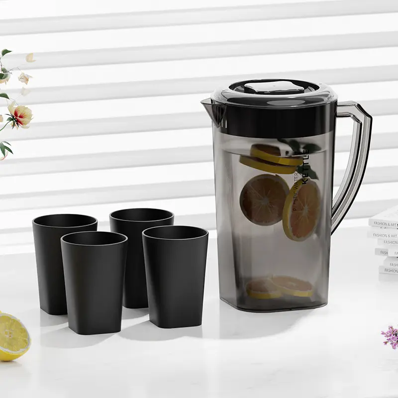 Set Jug Hitam & Putih Premium dengan Cawan - Tahan Panas dan Sejuk - Kapasiti 3.0L & 2.2L
