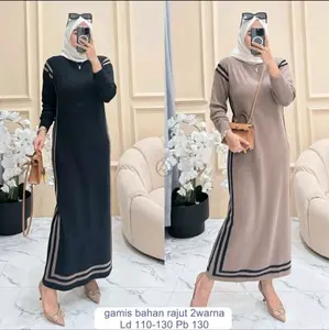 Gamis bahan rajut motiv terbaru
