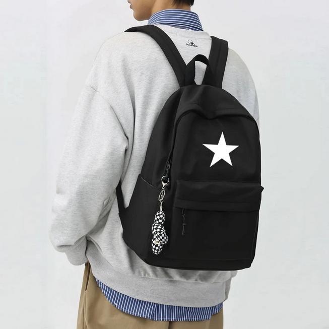 Product Introduction of Tas Ransel Pria Distro motif bintang Simple Casual Basic Hitam untuk Sekolah dan Kuliah - Wanita 3