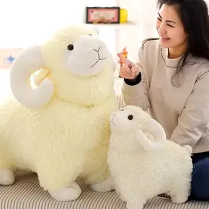 Boneka Domba Jantan JUMBO 50Cm Souvenir Aqiqah Binatang Kambing Rasfur Bulu Import Kualitas Terbaik Halus Lembut Isi Kapas Dacron Great A