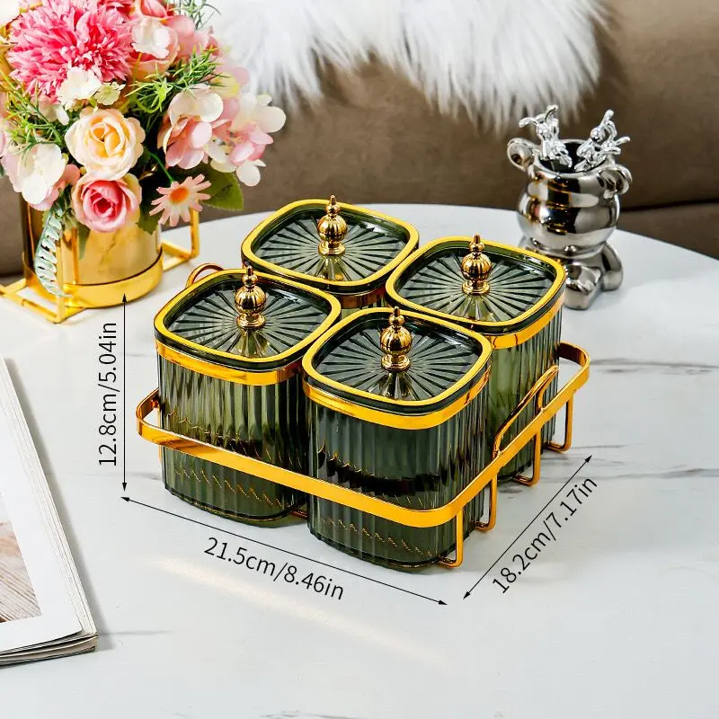 [MS] Toples Permen Toples Kue Toples Bumbu Toples Serbaguna dengan Tatakan Gold Besi 7