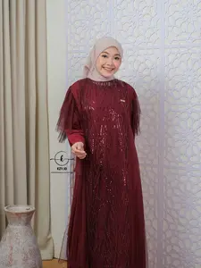 [KZY.ID] Kamari Outer Brukat bahan tille bordir di kombinasi tille polos fashion wanita baju lebaran outer brokat Series Raya