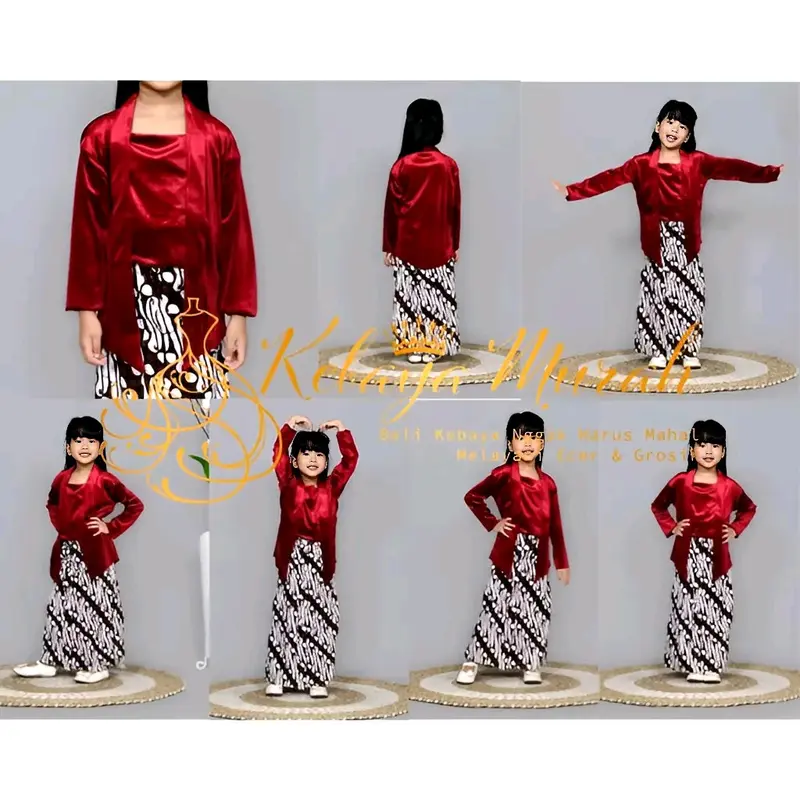 Setelan Kebaya Bludru Anak Kutubaru || Set Kebaya Bludru Anak Perempuan || Seragam Adat Anak Perempuan 9-10 Tahun Yellow || Rok Motif 0
